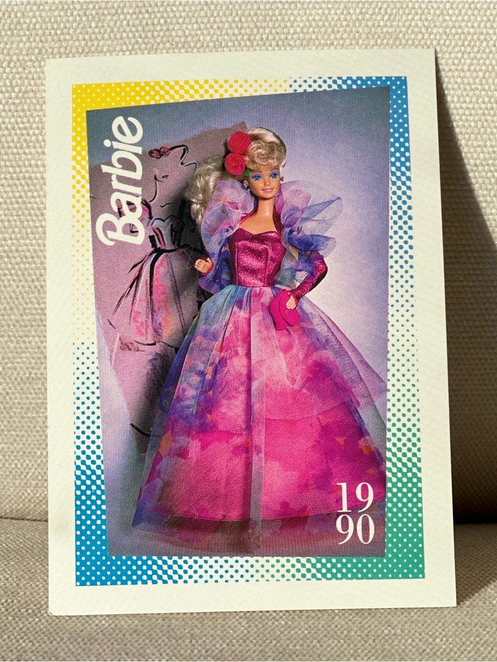#278 Barbie Girls' Pink & Purple Tulle Party Dress Vintage Retro Card